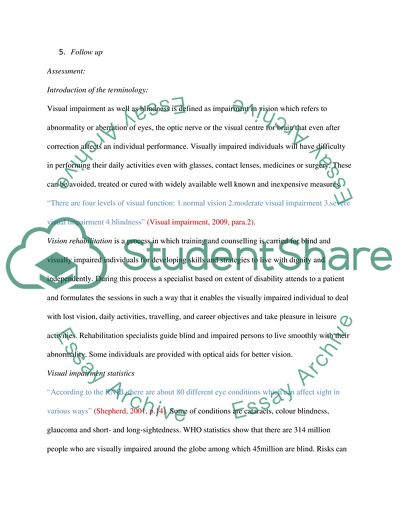 Describing and Illustrating the Rehabilitation Process - Visual Impairment