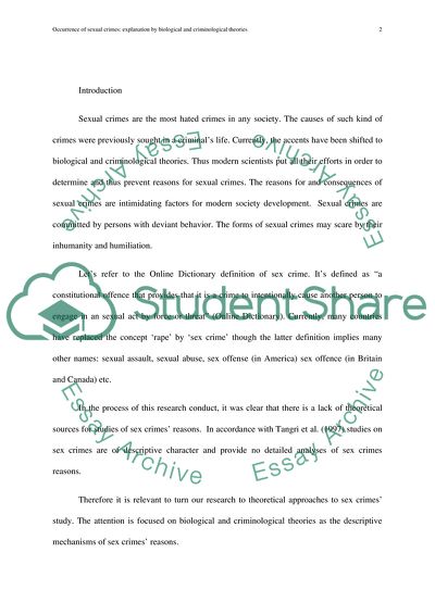 Sexual Crimes as Explained by Biological and Criminological Theories