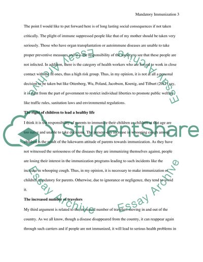 Manditory Immunization in children reduce the risk of disease for everyone