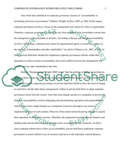 Corporate Governance Within Privately Held Firms