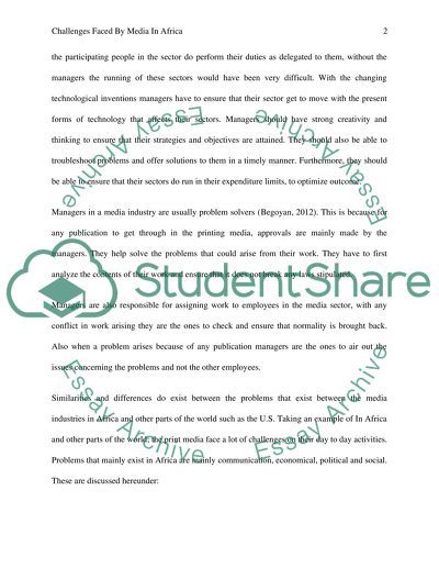 Challenges Faced by Media in Africa