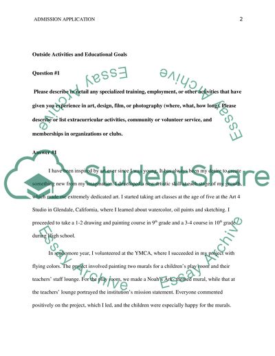 For the university Admission application