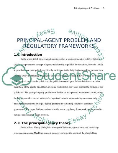 Principal-Agent Problem and Frameworks