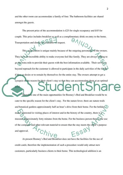 Marketing Opportunities at Rooneys Bed and Breakfast