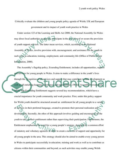 The Children and Young People Policy Agenda of Welsh, UK and European Government