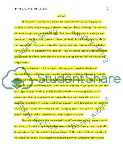 The Relationship between Vigorous Physical Activities and Sleep Duration