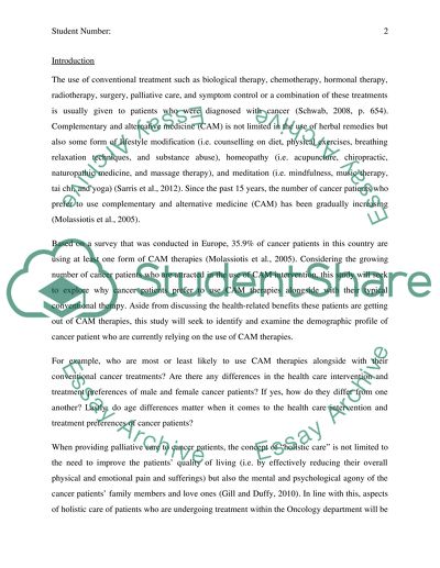 Reasons Why Cancer Patients Use CAM Therapies