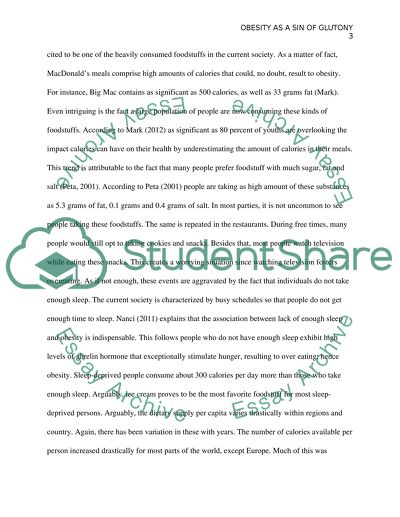 Obesity as a Sin of Gluttony