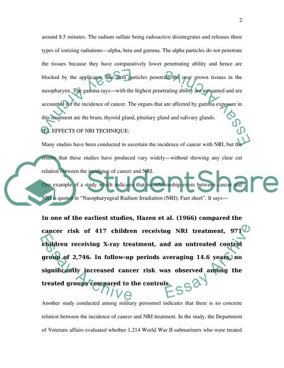 Nasal Radium Irradiation Technique