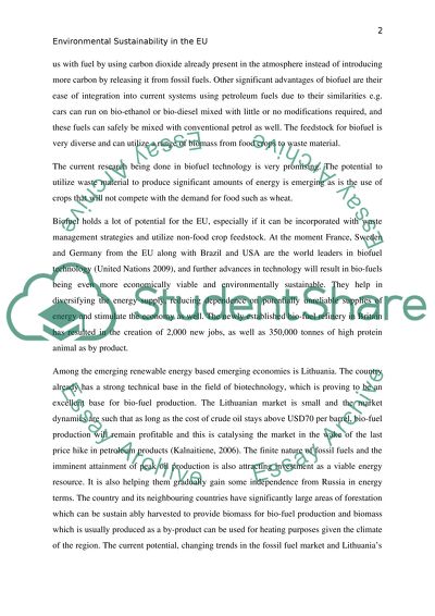 Environmental Sustainability in the EU