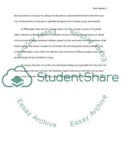 Socrates View of Evil Actions, Its Validity and Philosophy