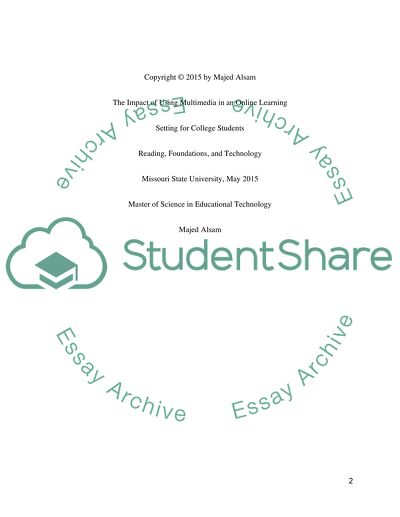 The Impact of Using Multimedia for College Students