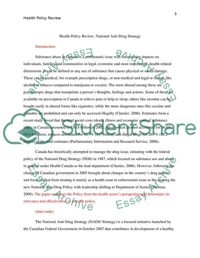 Health Policy Analysis: National Anti-Drug Strategy