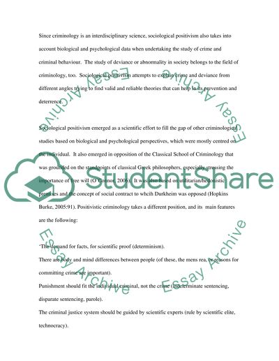 Sociological Positivism and the Criminal Behaviour