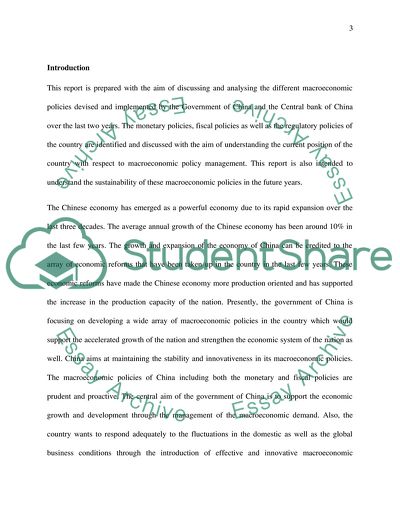 Macroeconomic Policies of the Government of China
