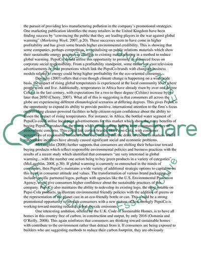 Global Warming, Marketing and the Consumer PepsiCo