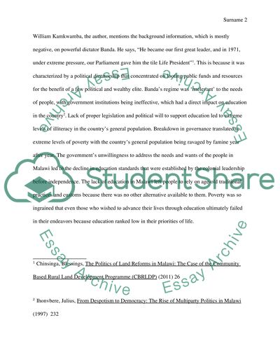 Education as a Path to Political Awareness in Malawi