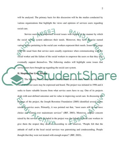 User perspectives in social work