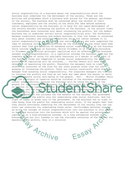 The socail responsibility of business is to increase its profit