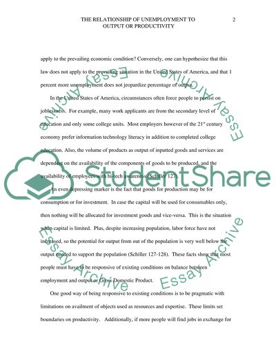 Relationship between Unemployment and Output of Productivity