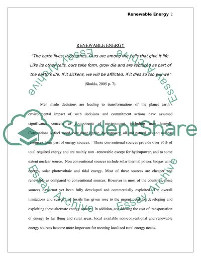 Environmental Importance of Concentrating on Renewable Energy Sources