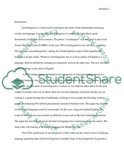 Sociolinguistics as a Major That Has Been in Existence