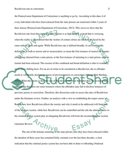 Recidivism Rate In Corrections