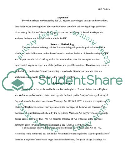 The Phenomenon of Forced Marriages in the UK