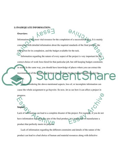 DEMONSTRATION OF A CRITICAL UNDERSTANDING & AWARENESS OF PROJECT MANAGEMENT ISSUES