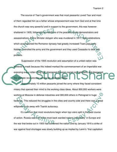 The Period of Tsarism in Russia