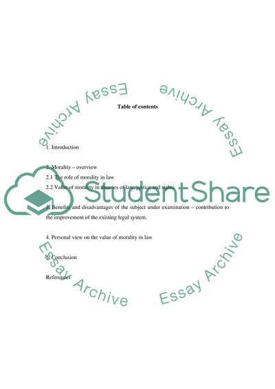Value of Morality in Theories of Law, Justice and Rights