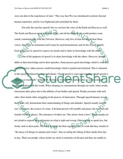 The Purpose of Speech in the Book of Chuang Tzu