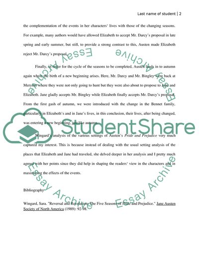 The Five Seasons of Pride and Prejudice by Sara Wingard