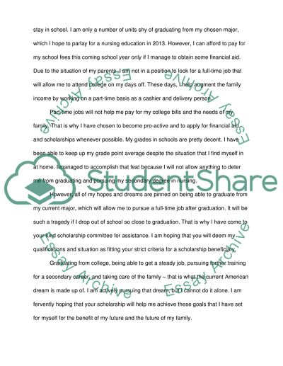 (SAVE OUR STUDENTS) SCHOLARSHIP PERSONAL STATEMENT