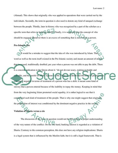 The Prohibition of Interest as an Important Part of the Muslim Tradition