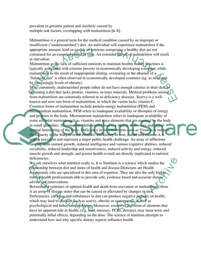 Malnutrition in the Eldery patient