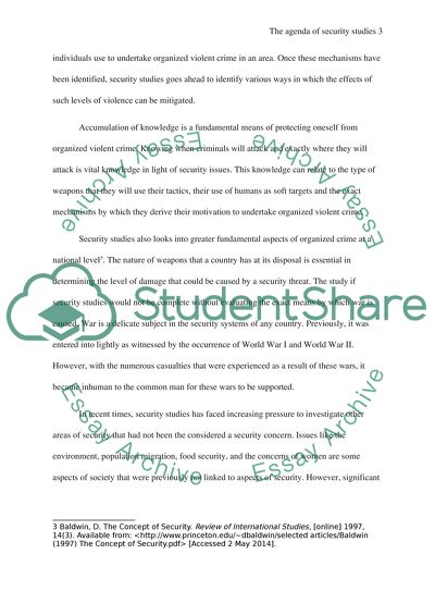 Should We Widen the Agenda of Security Studies