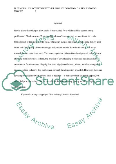 Is it Morally Acceptable to Illegally Download a Hollywood Movie