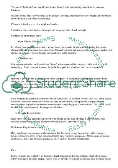Business Ethics and Organizational Values