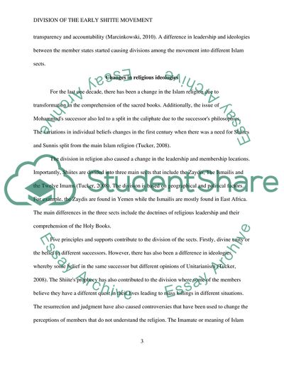 Reasons for the Division of Early ShiIte Movement Into Different Sects