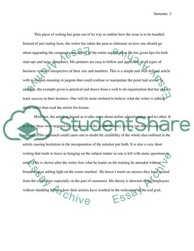 Improving Customer Service