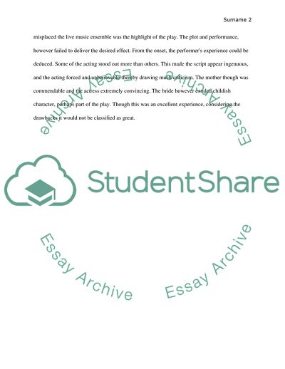 Blood Wedding Performance