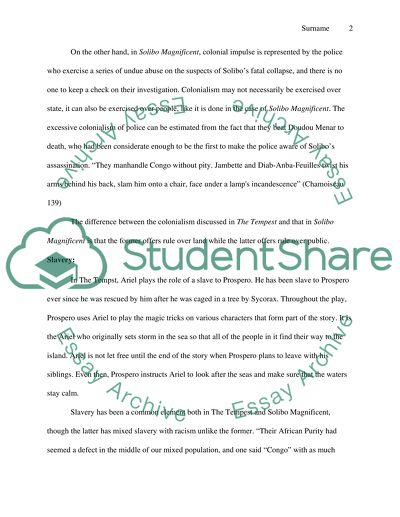 The Tempest and Solibo Magnificent Comparative Literature