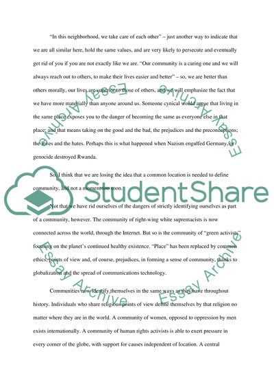 Considering Definitions of Community