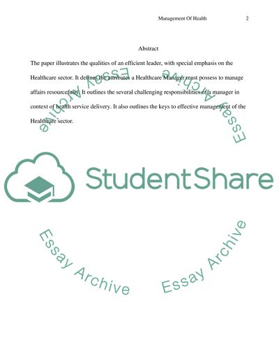 Management Of Health Programs