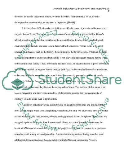 Juvenile Delinquency - Prevention and Intervention