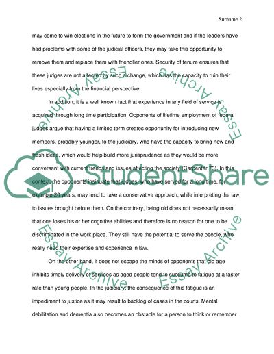 Research Lifetime Appointment of Federal Judges