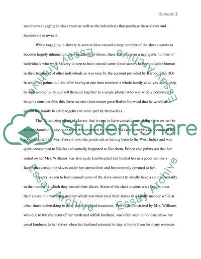 World History.The Effects of Slavery on Slave Owners