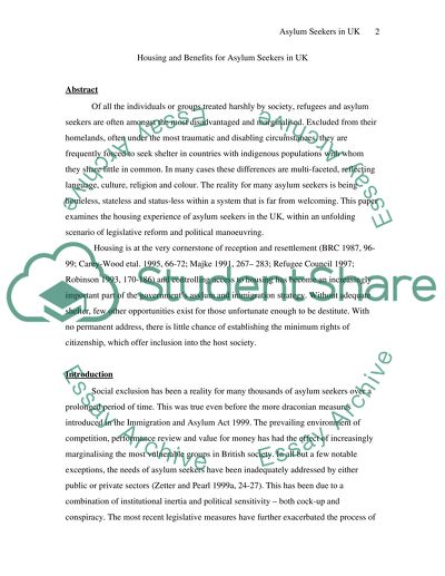 Housing and Benefits for Asylum Seekers in the UK