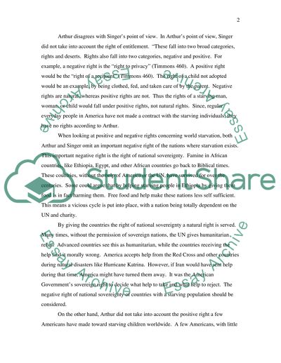 Philosophical Paper on morality and world hunger